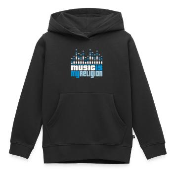 Music Equalizer Religion - Sweat Premium à capuche enfant bio - noir - Devant - AI Model Kid Male (0cm)
