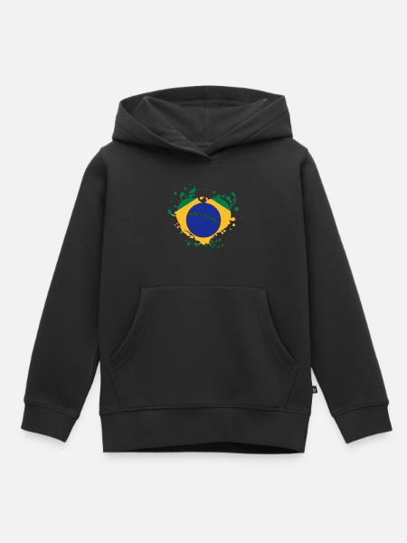 brasil brazil flag heart games - Kids Premium Organic Hoodie - black