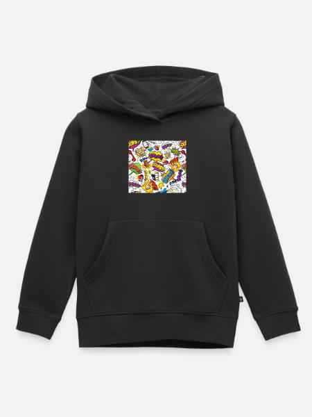 Comic Zeichentrick - Kinder Premium Organic Hoodie - Schwarz