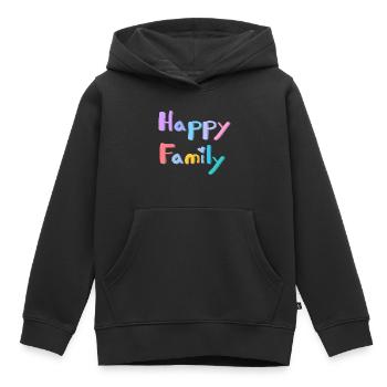 TEXTE DE FAMILLE HEUREUSE - Sweat Premium à capuche enfant bio - noir - Devant - AI Model Kid Male (0cm)