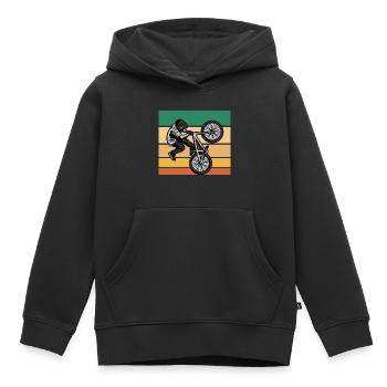 BMX Rider Vintage Retro Skater Bike Kids - Sweat Premium à capuche enfant bio - noir - Devant - AI Model Kid Male (0cm)