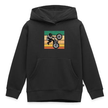 Cadeau de Noël BMX - Sweat Premium à capuche enfant bio - noir - Devant - AI Model Kid Male (0cm)