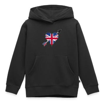 USA British Flag Flag Heart Love - Kids Premium Organic Hoodie - black - Front - AI Model Kid Male (0cm)