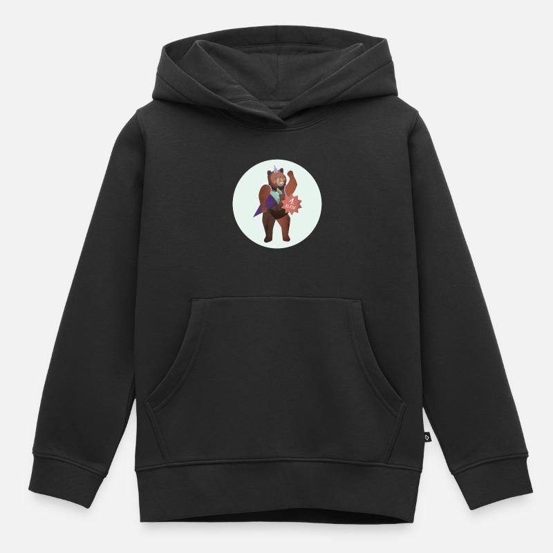 Ours avec cône d’école // 1ère année - Sweat Premium à capuche enfant bio - noir