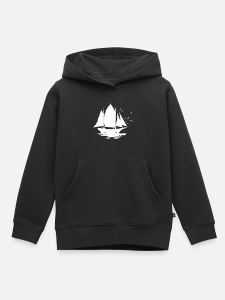 Segelschiff Skizze - Kinder Premium Organic Hoodie - Schwarz