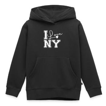 J’adore ny - Sweat Premium à capuche enfant bio - noir - Devant - AI Model Kid Male (0cm)