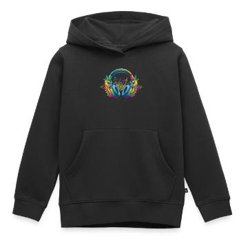 Lebendige Musik Kopfhörer Kunst - Kinder Premium Organic Hoodie - Schwarz - Vorne - AI Model Kid Male (0cm)