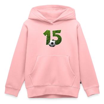 NO. 15 NUMBER 15 FOOTBALL 15TH BIRTHDAY - Kids Premium Organic Hoodie - rose - Front - AI Model Kid Female (0cm)