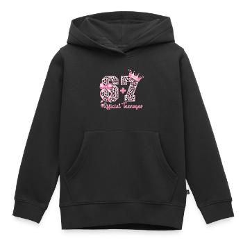13th Birthday Shirt Funny Meme 67 Birthday 13 - Sweat Premium à capuche enfant bio - noir - Devant - AI Model Kid Male (0cm)