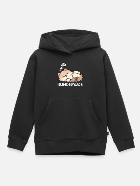 Hundemüde Zwergspitz Zwergspitze Spitzhund Spitz - Kinder Premium Organic Hoodie - Schwarz
