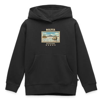 Bolivien Uyuni Vintage Reisemarke - Kinder Premium Organic Hoodie - Schwarz - Vorne - AI Model Kid Male (0cm)
