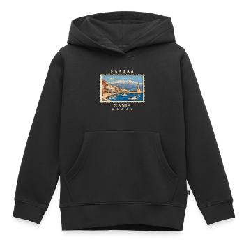 Griechenland Chania Vintage Reisemarke - Kinder Premium Organic Hoodie - Schwarz - Vorne - AI Model Kid Male (0cm)