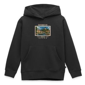 Österreich Graz Vintage Reisemarke - Kinder Premium Organic Hoodie - Schwarz - Vorne - AI Model Kid Male (0cm)