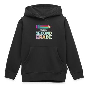 Bonjour la deuxième année - Sweat Premium à capuche enfant bio - noir - Devant - AI Model Kid Male (0cm)