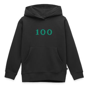 100 ANS. 100e ANNIVERSAIRE. ANNIVERSAIRE 100 ANS. - Sweat Premium à capuche enfant bio - noir - Devant - AI Model Kid Male (0cm)