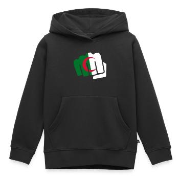 Algérie Algérie drapeau drapeau poing cadeau - Sweat Premium à capuche enfant bio - noir - Devant - AI Model Kid Male (0cm)