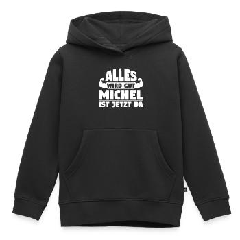 Alles wird gut Michel ist jetzt da - Kinder Premium Organic Hoodie - Schwarz - Vorne - AI Model Kid Male (0cm)