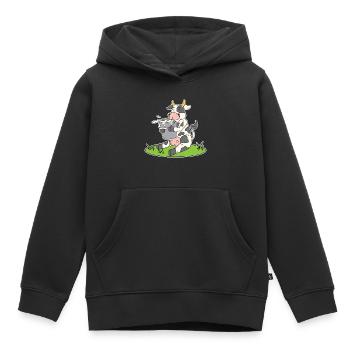Lustige Kuh mit einem Eimer Milch süße Kuh Kühe - Kinder Premium Organic Hoodie - Schwarz - Vorne - AI Model Kid Male (0cm)