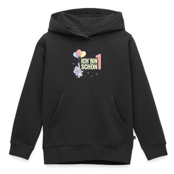 ich bin schon 1 Elefant mit Luftballons Geburtstag - Kinder Premium Organic Hoodie - Schwarz - Vorne - AI Model Kid Male (0cm)