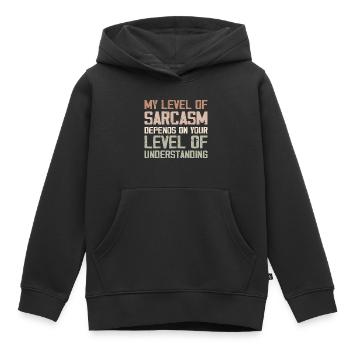 Mein Grad an Sarkasmus hängt von Ihrem niedrigeren Grad ab - Kinder Premium Organic Hoodie - Schwarz - Vorne - AI Model Kid Male (0cm)