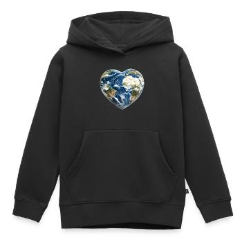 Erde Herz - Kinder Premium Organic Hoodie - Schwarz - Vorne - AI Model Kid Male (0cm)
