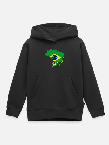 Mapa de Brasil, bandera de Brasil - Premium børne hættetrøje økologisk - sort