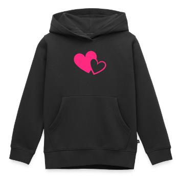 Cadeau de la Saint-Valentin en cœur rose rose - Sweat Premium à capuche enfant bio - noir - Devant - AI Model Kid Male (0cm)