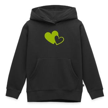 Cœur vert motif de cœurs verts - Sweat Premium à capuche enfant bio - noir - Devant - AI Model Kid Male (0cm)