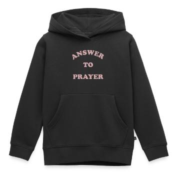 Antwort auf Gebet – Kurvige Typografie - Kinder Premium Organic Hoodie - Schwarz - Vorne - AI Model Kid Male (0cm)