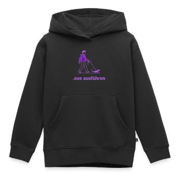 .exe ausführen ADMIN Lila - Kinder Premium Organic Hoodie - Schwarz - Vorne - AI Model Kid Male (0cm)