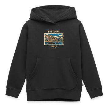 Portugal Porto Vintage Reisemarke - Kinder Premium Organic Hoodie - Schwarz - Vorne - AI Model Kid Male (0cm)