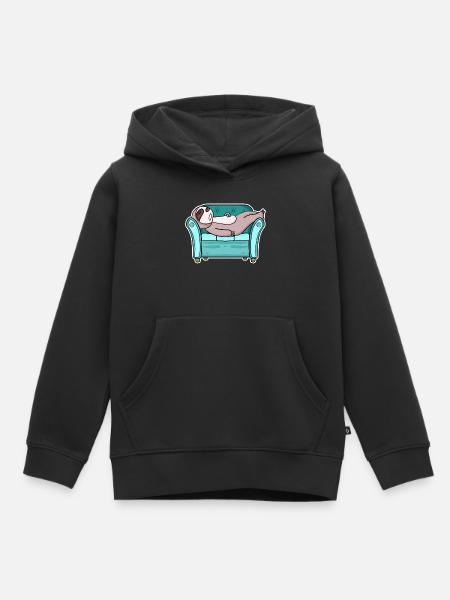 Faultier auf dem Sofa - Kinder Premium Organic Hoodie - Schwarz