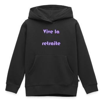 RETRAITE. RETRAITE. RETRAITEE. RETRAITE - Sweat Premium à capuche enfant bio - noir - Devant - AI Model Kid Male (0cm)