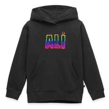 Ali R's Rainbow - Kids Premium Organic Hoodie - black - Front - AI Model Kid Male (0cm)
