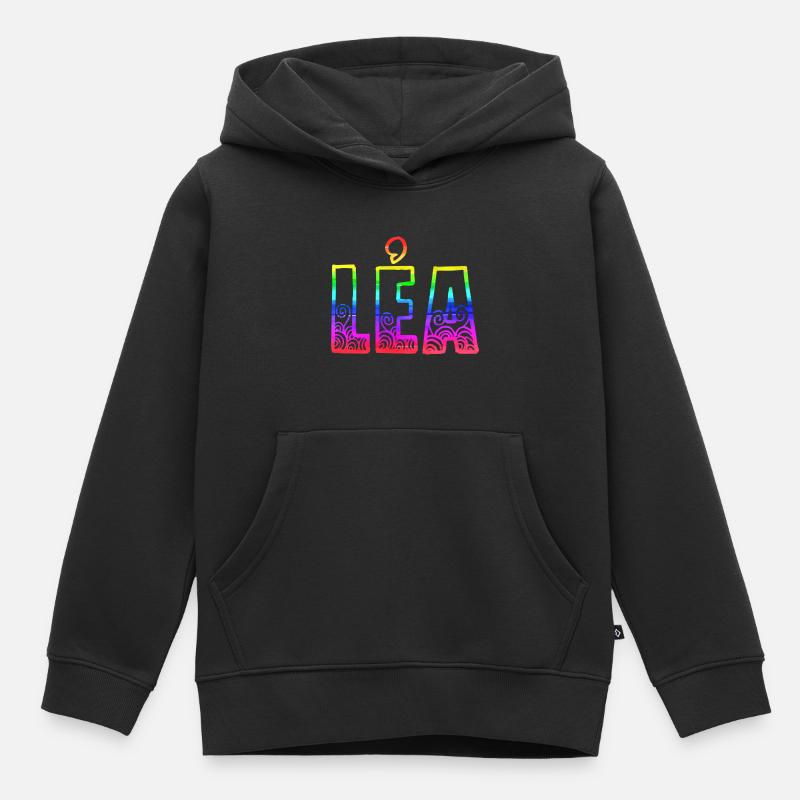 léa rs arc-en-ciel - Sweat Premium à capuche enfant bio - noir