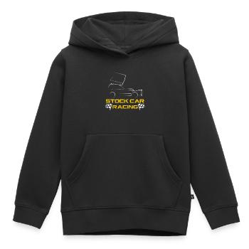 BRISCA Stock Car Rennwagen mit Zielflaggen - Kinder Premium Organic Hoodie - Schwarz - Vorne - AI Model Kid Male (0cm)