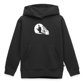 Lustiger Hasenhandschatten gekreuzte Finger viel Glück - Kinder Premium Organic Hoodie - Schwarz - Vorne - AI Model Kid Male (0cm)