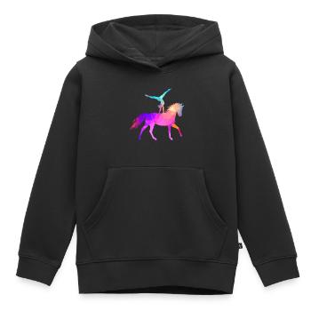 Voltigieren Akrobatik Reitsport Reiten Pferd bunt - Kinder Premium Organic Hoodie - Schwarz - Vorne - AI Model Kid Male (0cm)