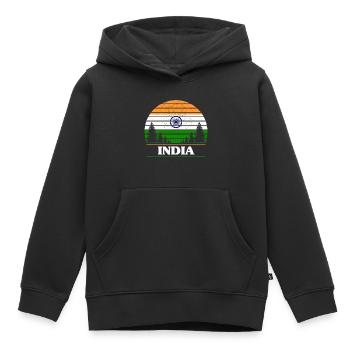 Indien - Kinder Premium Organic Hoodie - Schwarz - Vorne - AI Model Kid Male (0cm)