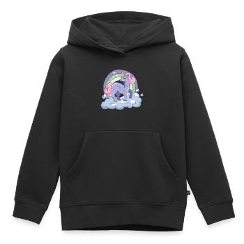 Licorne sur le nuage neuf - Sweat Premium à capuche enfant bio - noir - Devant - AI Model Kid Male (0cm)