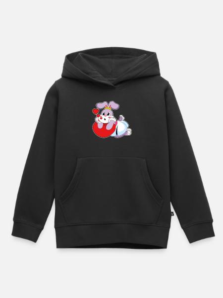 Hase Braut Herz Hochzeit - Kinder Premium Organic Hoodie - Schwarz