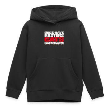 Chiens maîtres, chats serviteurs - Sweat Premium à capuche enfant bio - noir - Devant - AI Model Kid Male (0cm)