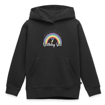 Mignon Rainbow 7 Birthday Girl, 8 ans B-day - Sweat Premium à capuche enfant bio - noir - Devant - AI Model Kid Male (0cm)