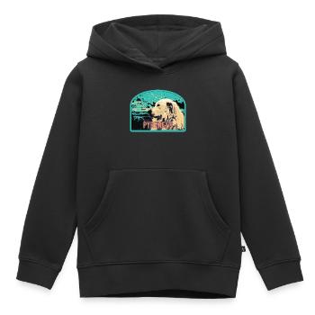 Pyrenäen-Schäferhund-Aufnäher: Berggefährte - Kinder Premium Organic Hoodie - Schwarz - Vorne - AI Model Kid Male (0cm)