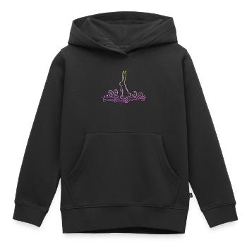 Silhouette de lapin de Pâques avec des œufs de Pâques - Sweat Premium à capuche enfant bio - noir - Devant - AI Model Kid Male (0cm)