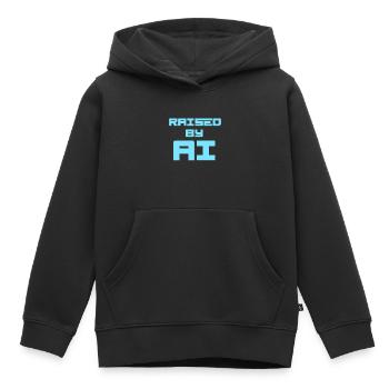 ÉLEVÉ PAR L’IA - Sweat Premium à capuche enfant bio - noir - Devant - AI Model Kid Male (0cm)