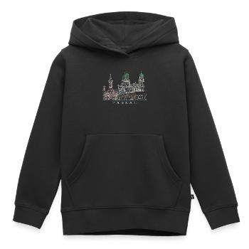 Vue Sur Le Danube De Passau, Bavière, Allemagne, Dessin - Sweat Premium à capuche enfant bio - noir - Devant - AI Model Kid Male (0cm)