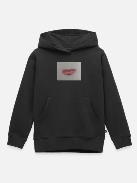 Expressive Lippenkunst auf Graufolie - Kinder Premium Organic Hoodie - Schwarz