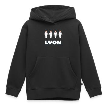 Lyon - Sweat Premium à capuche enfant bio - noir - Devant - AI Model Kid Male (0cm)