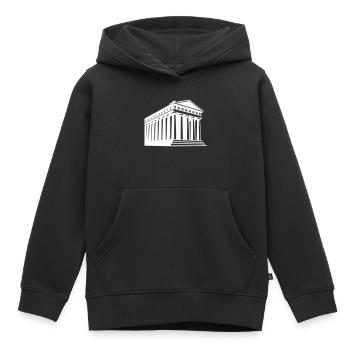 Illustration du temple grec antique - Sweat Premium à capuche enfant bio - noir - Devant - AI Model Kid Male (0cm)